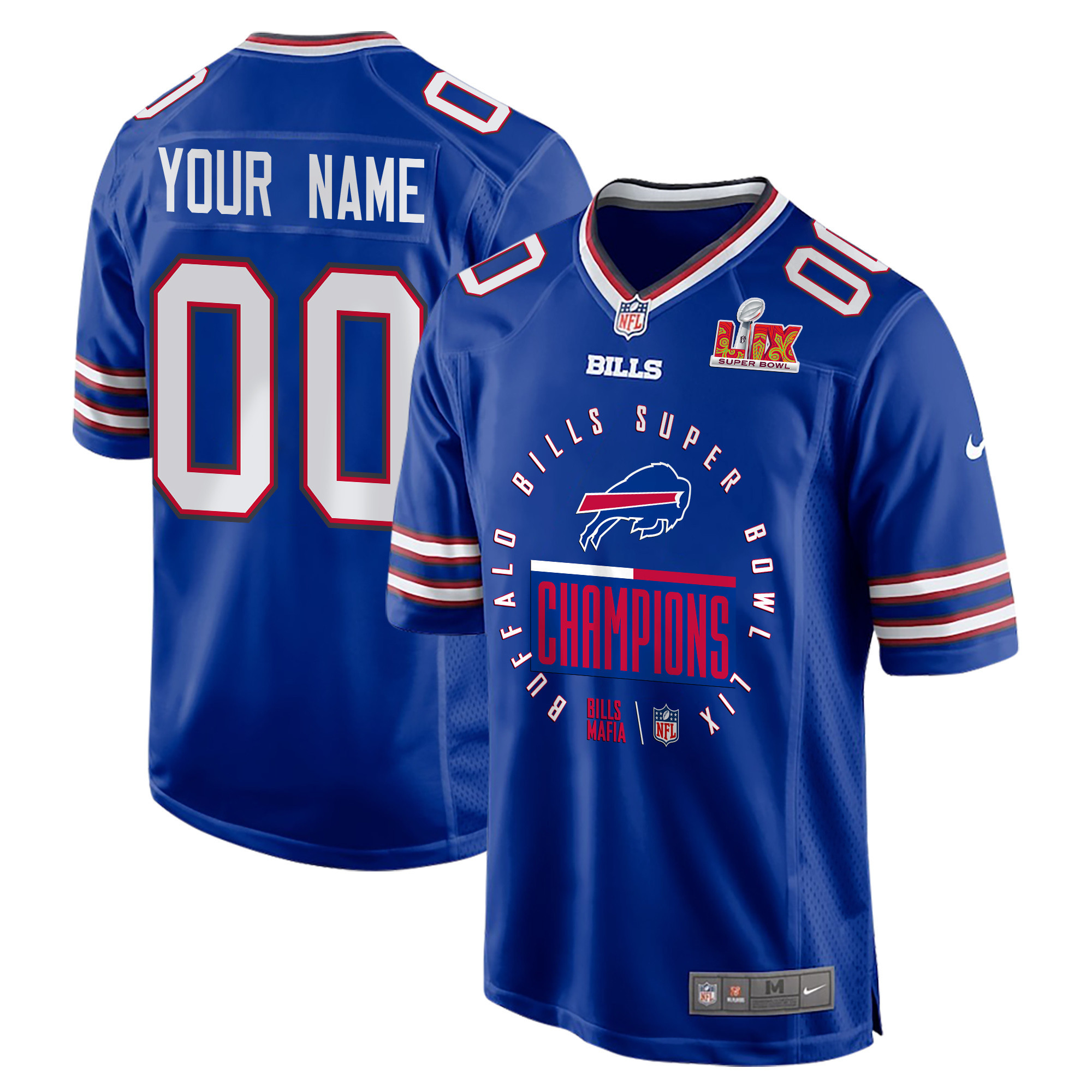 Buffalo Bills Super Bowl LIX Champions Game Men Custom Jersey – Royal