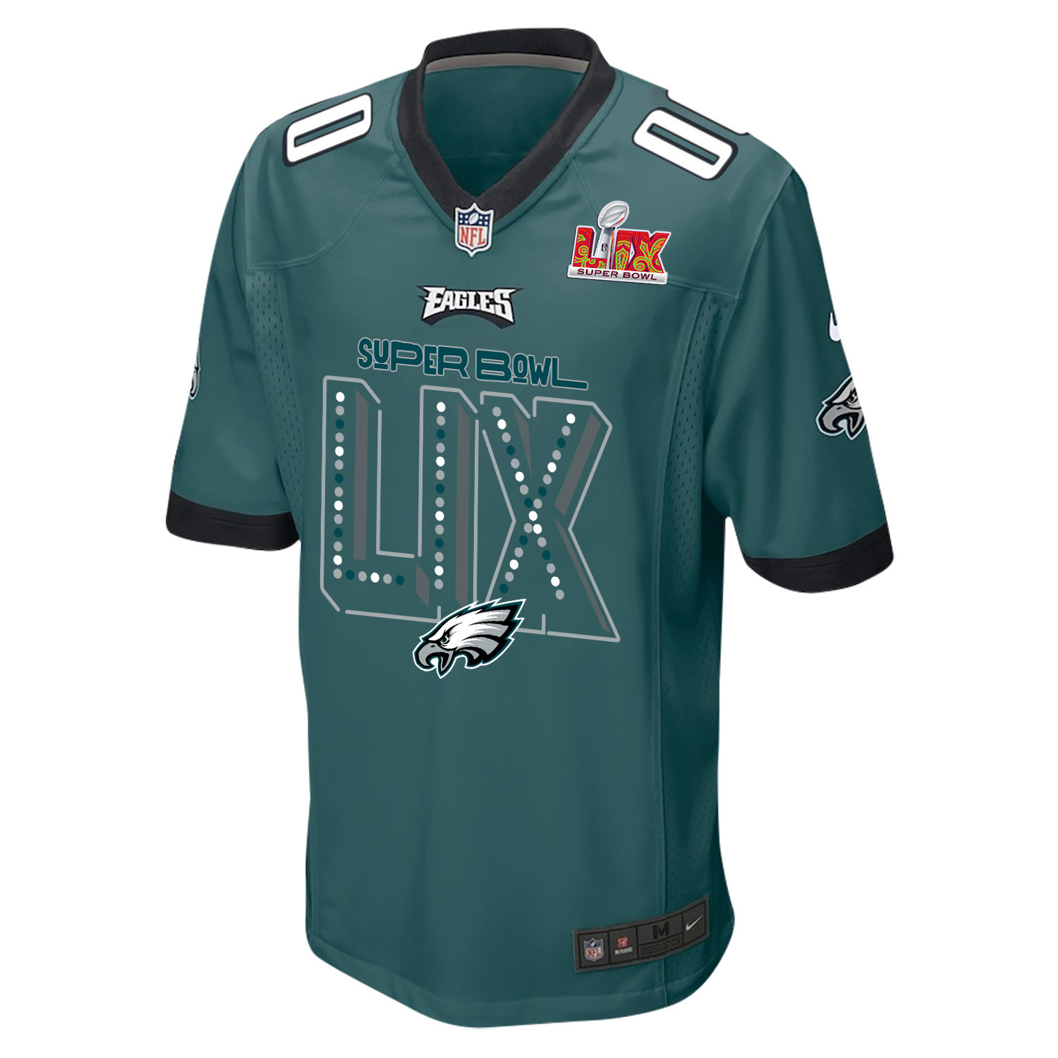 Philadelphia Eagles Super Bowl LIX V2 Game Men Custom Jersey – Midnight Green - Image 2