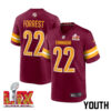 Darrick Forrest #22 Washington Commanders Super Bowl LIX Youth Jersey – Burgundy
