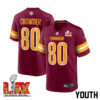 Jamison Crowder #80 Washington Commanders Super Bowl LIX Youth Jersey – Burgundy