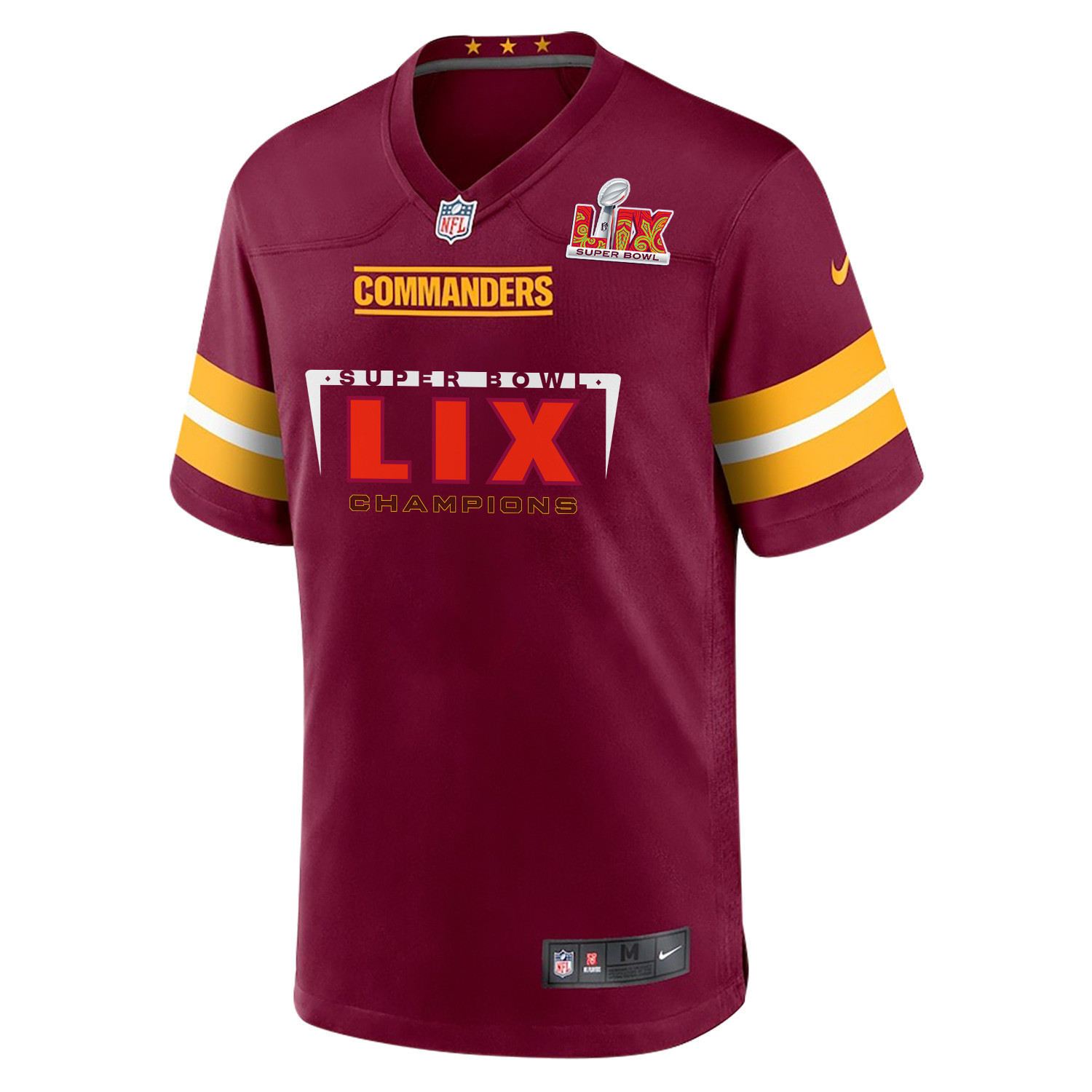 Washington Commanders Super Bowl LIX Champions Simple Style Game Men Custom Jersey – Burgundy - Image 2