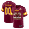 Washington Commanders Super Bowl LIX Champions Helmet Game Men Custom Jersey – Burgundy