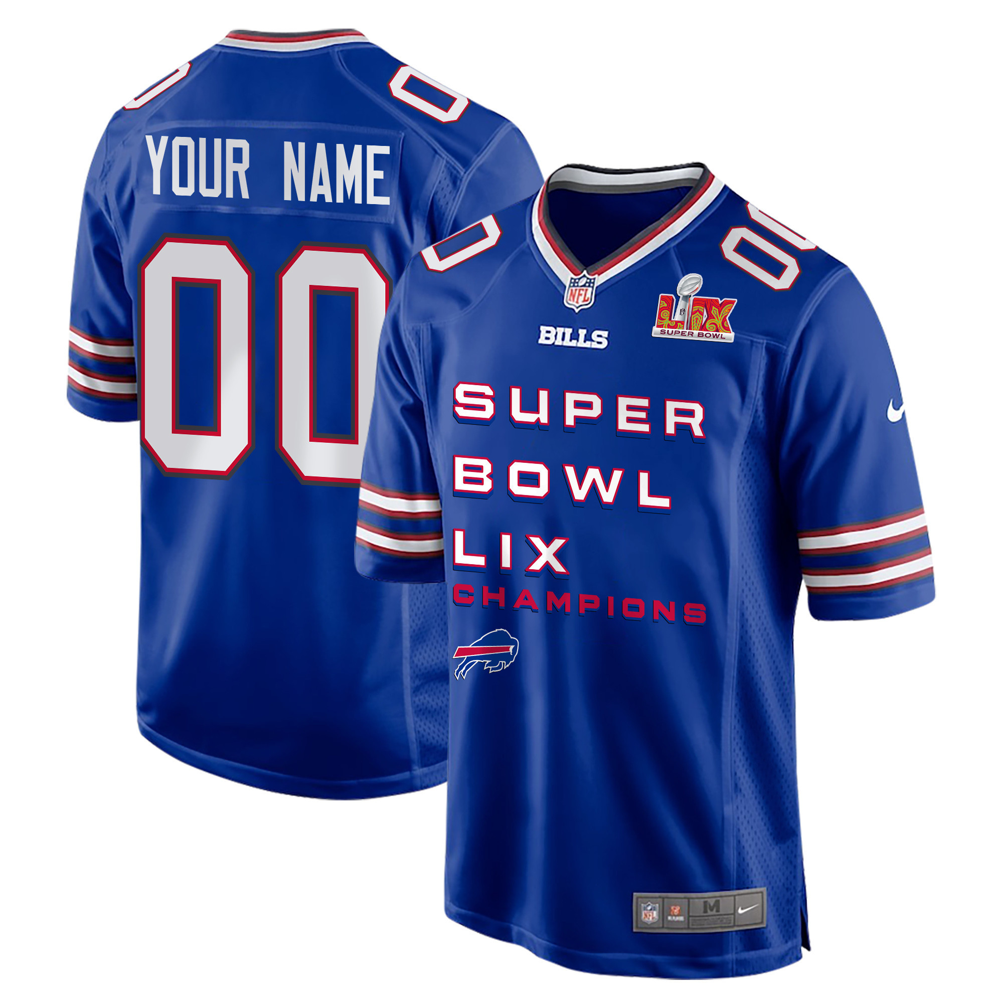 Buffalo Bills Super Bowl LIX Champions V3 Game Men Custom Jersey – Royal