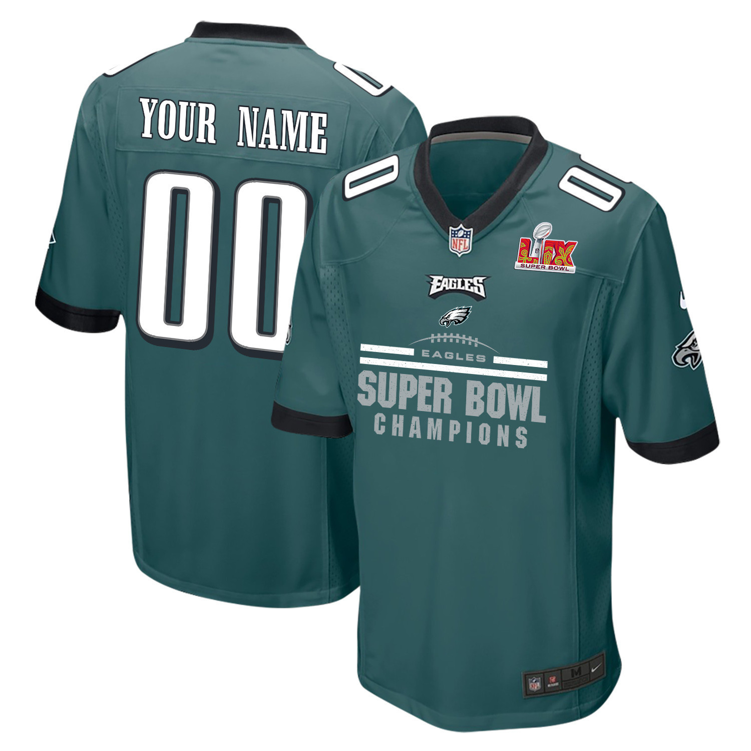 Philadelphia Eagles Super Bowl LIX Champions Ball Game Men Custom Jersey – Midnight Green
