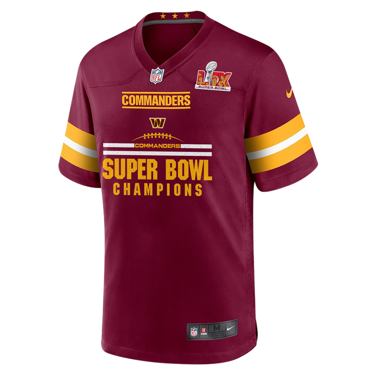 Washington Commanders Super Bowl LIX Champions Ball Game Men Custom Jersey – Burgundy - Image 2