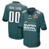 Philadelphia Eagles Super Bowl LIX Champions Straight Text Game Men Custom Jersey – Midnight Green