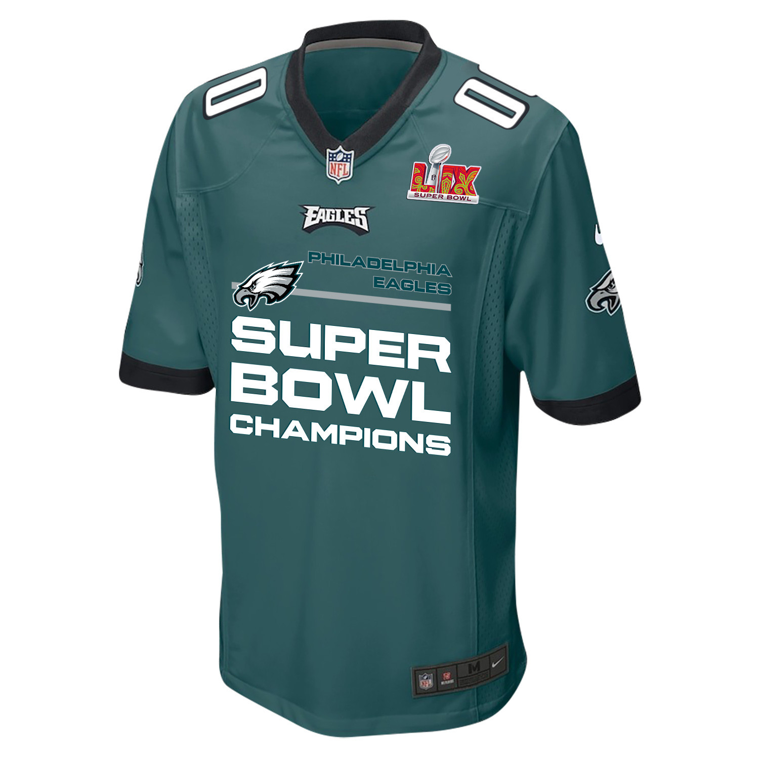 Philadelphia Eagles Super Bowl LIX Champions Straight Text Game Men Custom Jersey – Midnight Green - Image 2