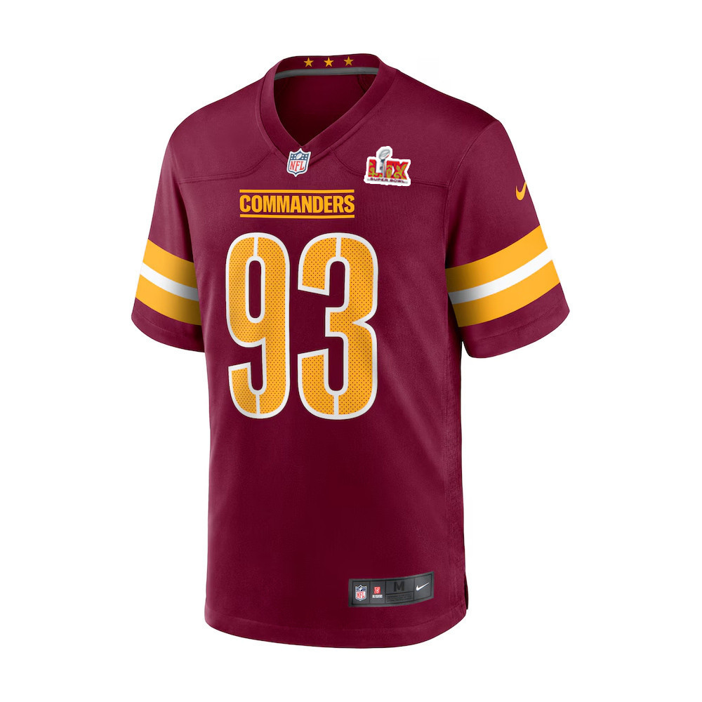 Jonathan Allen #93 Washington Commanders Super Bowl LIX Youth Jersey – Burgundy - Image 2