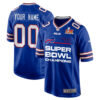 Buffalo Bills Super Bowl LIX Champions Straight Text Game Men Custom Jersey – Royal