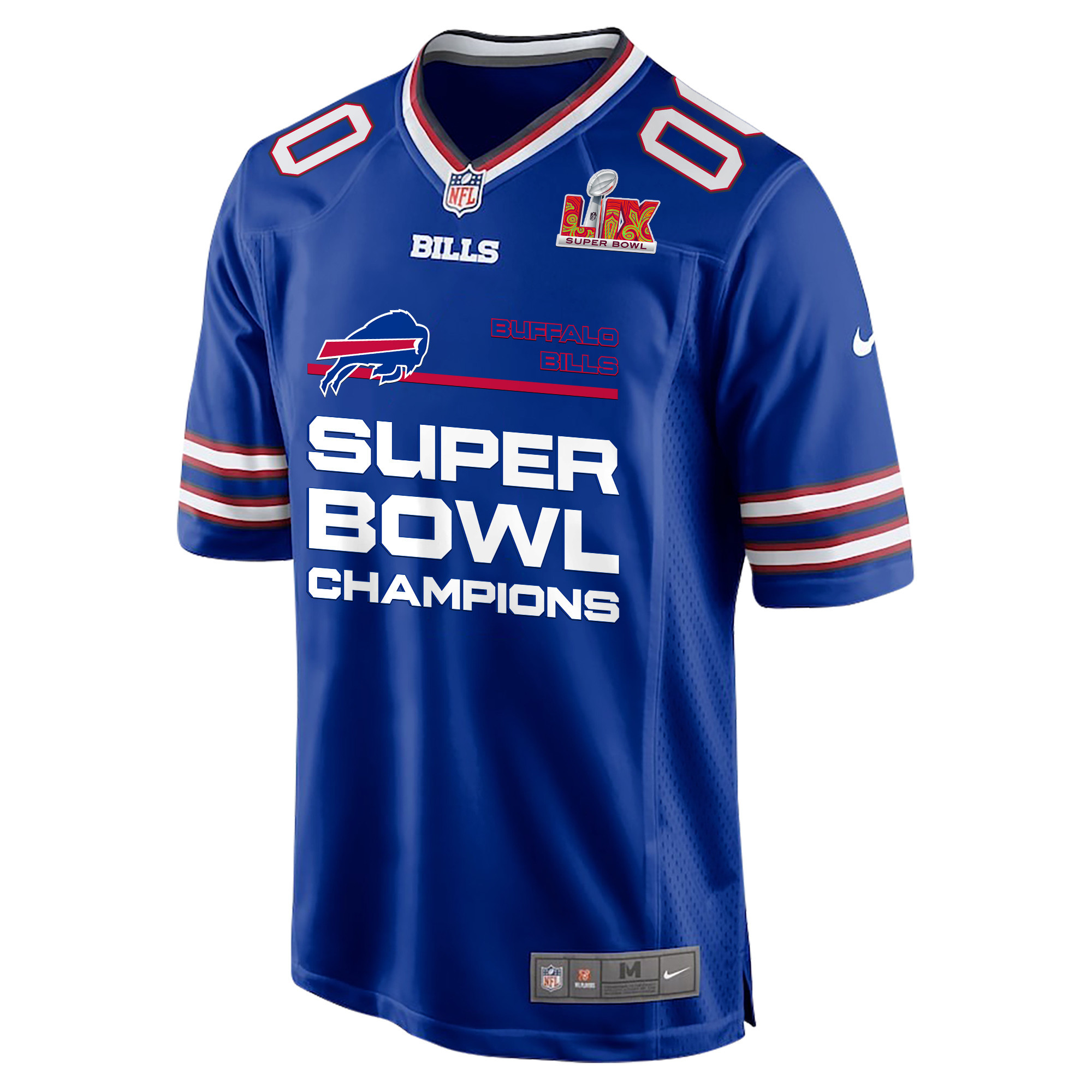 Buffalo Bills Super Bowl LIX Champions Straight Text Game Men Custom Jersey – Royal - Image 2