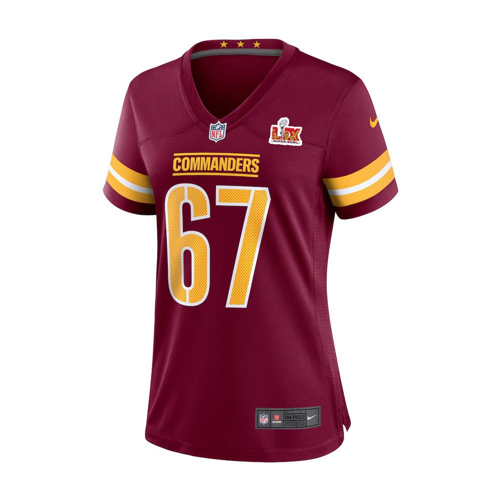 Nick Allegretti #67 Washington Commanders Super Bowl LIX Women’s Jersey – Burgundy - Image 2