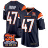 Denver Broncos 3-Time Champions Patch Game Jersey – Al Stitched – Navy – Donald Trump Jersey