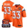 Denver Broncos 3-Time Champions Patch Game Jersey – Al Stitched – Orange – Javonte Williams Jersey