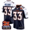 Denver Broncos 3-Time Champions Patch Game Jersey – Al Stitched – Navy Alternate – Javonte Williams Jersey