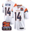 Denver Broncos 3-Time Champions Patch Game Jersey – Al Stitched – White – Courtland Sutton Jersey