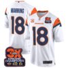 Denver Broncos 3-Time Champions Patch Game Jersey – Al Stitched – White – Peyton Manning Jersey