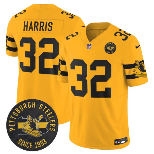 Pittsburgh Steelers Throwback 1933 Patch Vapor Limited Jersey – All Stitched – Gold – Franco Harris Jersey