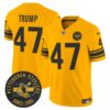 Pittsburgh Steelers Throwback 1962 Vapor Limited Jersey – Est. 1933 Patch – All Stitched – Gold – Donald Trump Jersey