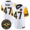 Pittsburgh Steelers Throwback 1962 Vapor Limited Jersey – Est. 1933 Patch – All Stitched – White – Donald Trump Jersey