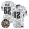 Eagles 2024 Salute to Service Establishment Year Patch Vapor Limited Jersey – All Stitched – Army – Jason Kelce Jersey