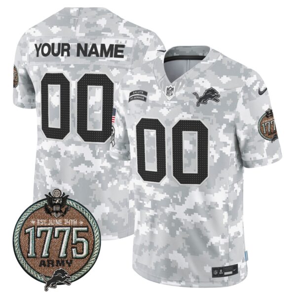 Detroit Lions 2024 Salute to Service Establishment Year Patch Vapor Limited Custom Jersey – All Stitched – Army Jersey