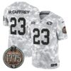 49ers 2024 Salute to Service Establishment Year Patch Vapor Limited Jersey – All Stitched – Army – Christian McCaffrey Jersey
