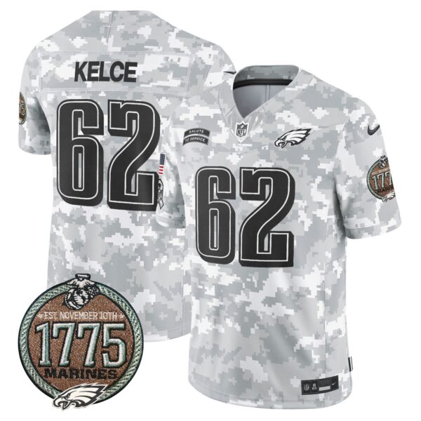 Eagles 2024 Salute to Service Establishment Year Patch Vapor Limited Jersey – All Stitched – Marines – Jason Kelce Jersey