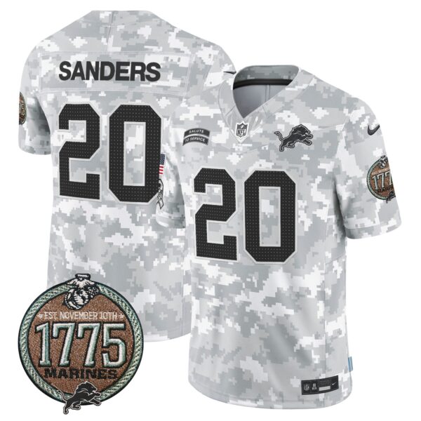 Detroit Lions 2024 Salute to Service Establishment Year Patch Vapor Limited Jersey – All Stitched – Marines – Barry Sanders Jersey