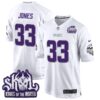 Minnesota Vikings 2024 Winter Warrior Skol Patch Game Jersey – All Stitched – White Limited – Aaron Jones Jersey
