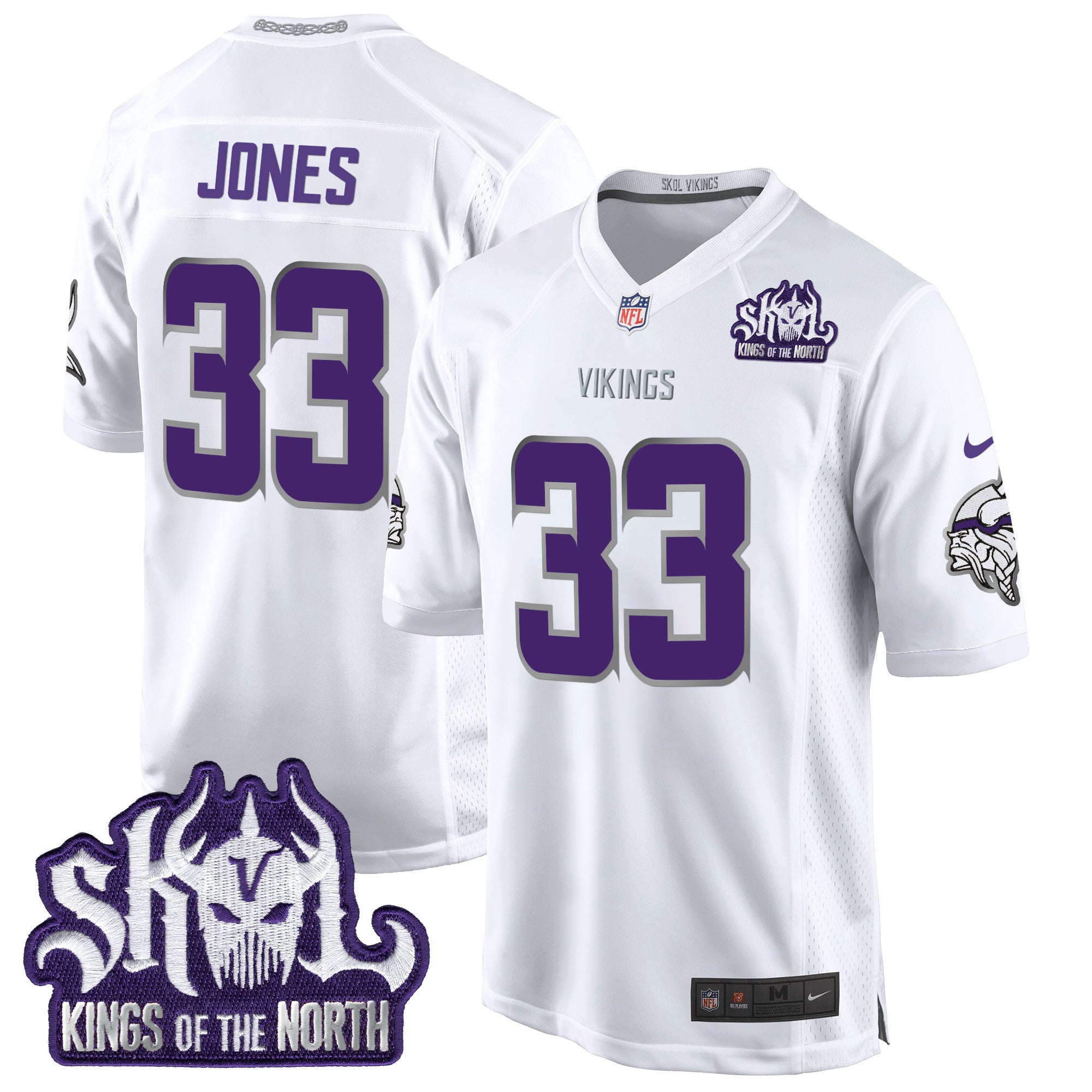 Minnesota Vikings 2024 Winter Warrior Skol Patch Game Jersey – All Stitched – White Limited – Aaron Jones Jersey