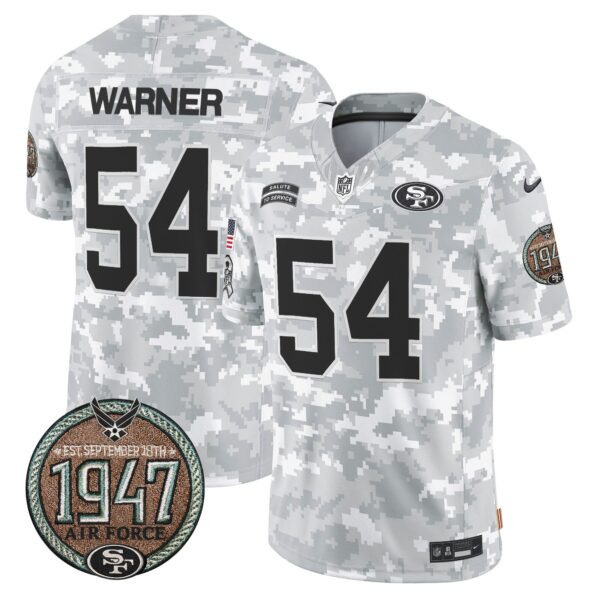 49ers 2024 Salute to Service Establishment Year Patch Vapor Limited Jersey – All Stitched – Air Force – Fred Warner Jersey
