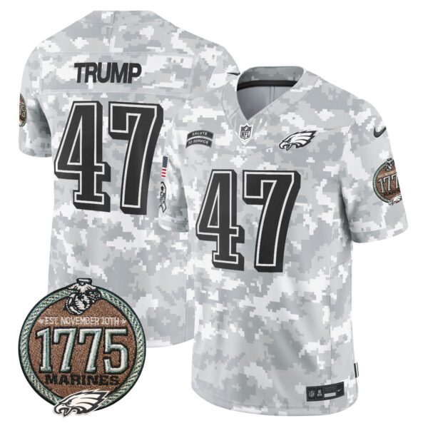 Eagles 2024 Salute to Service Establishment Year Patch Vapor Limited Jersey – All Stitched – Marines – Donald Trump Jersey