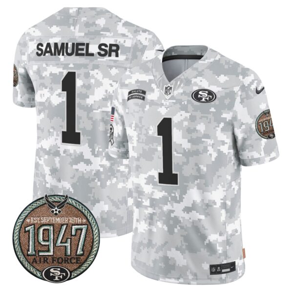 49ers 2024 Salute to Service Establishment Year Patch Vapor Limited Jersey – All Stitched – Air Force – Deebo Samuel Jersey