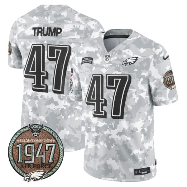 Eagles 2024 Salute to Service Establishment Year Patch Vapor Limited Jersey – All Stitched – Air Force – Donald Trump Jersey
