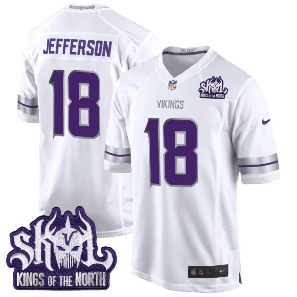 Minnesota Vikings 2024 Winter Warrior Skol Patch Game Jersey – All Stitched – White – Justin Jefferson Jersey