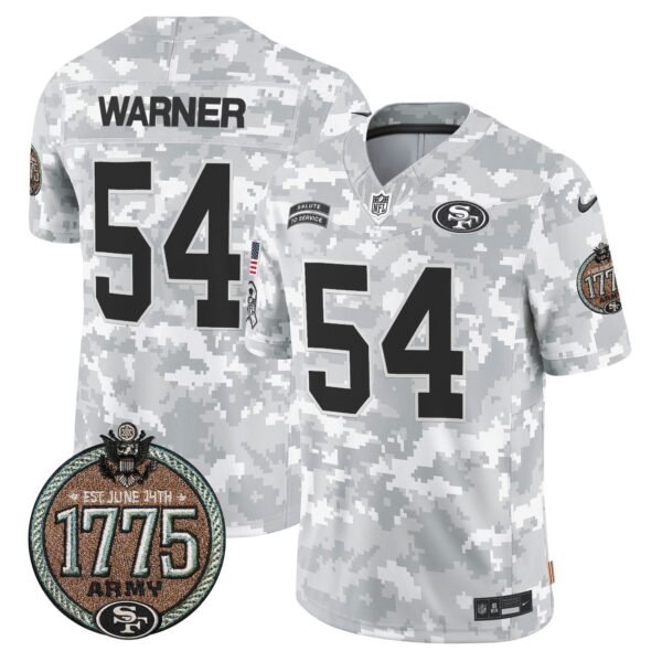 49ers 2024 Salute to Service Establishment Year Patch Vapor Limited Jersey – All Stitched – Army – Fred Warner Jersey