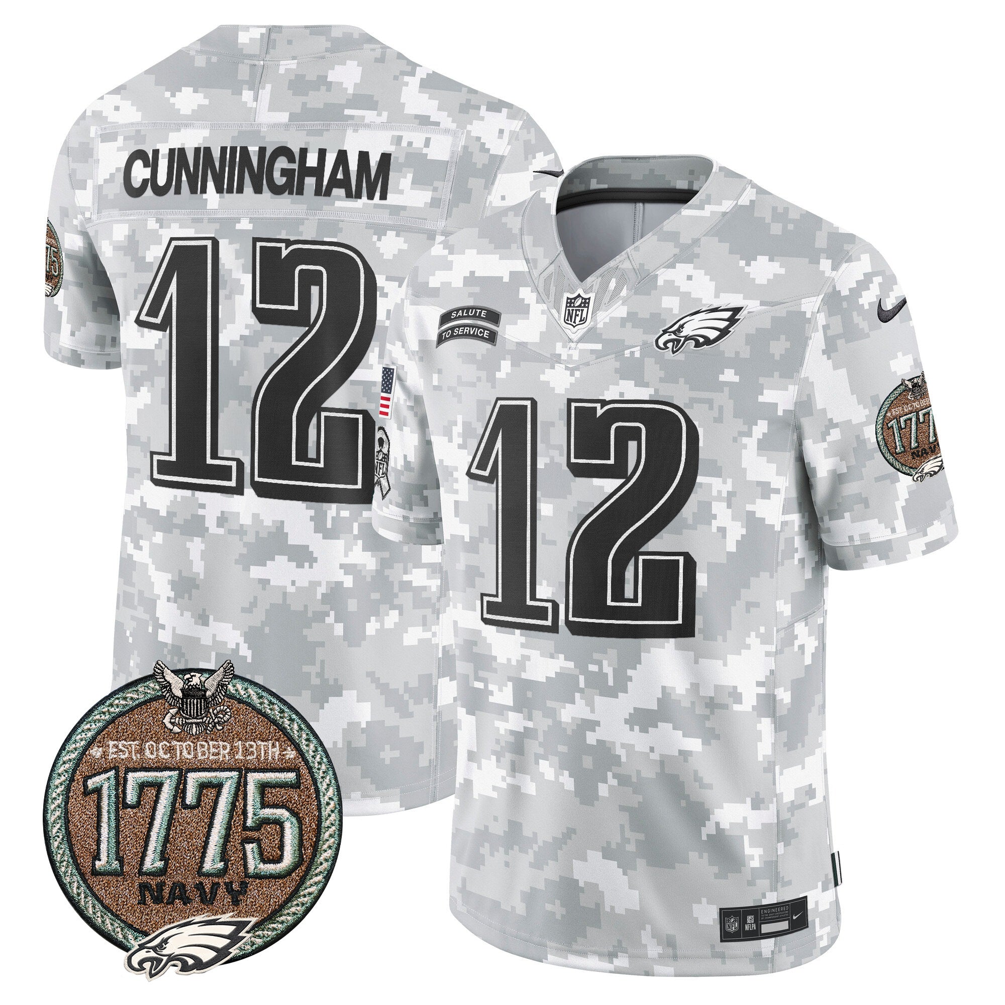 Eagles 2024 Salute to Service Establishment Year Patch Vapor Limited Jersey – All Stitched – Navy – Randall Cunningham Jersey