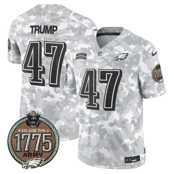Eagles 2024 Salute to Service Establishment Year Patch Vapor Limited Jersey – All Stitched – Army – Donald Trump Jersey