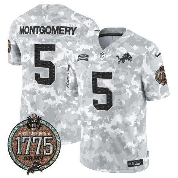 Detroit Lions 2024 Salute to Service Establishment Year Patch Vapor Limited Jersey – All Stitched – Army – David Montgomery Jersey