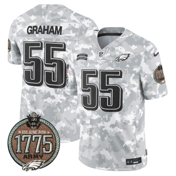 Eagles 2024 Salute to Service Establishment Year Patch Vapor Limited Jersey – All Stitched – Army – Brandon Graham Jersey