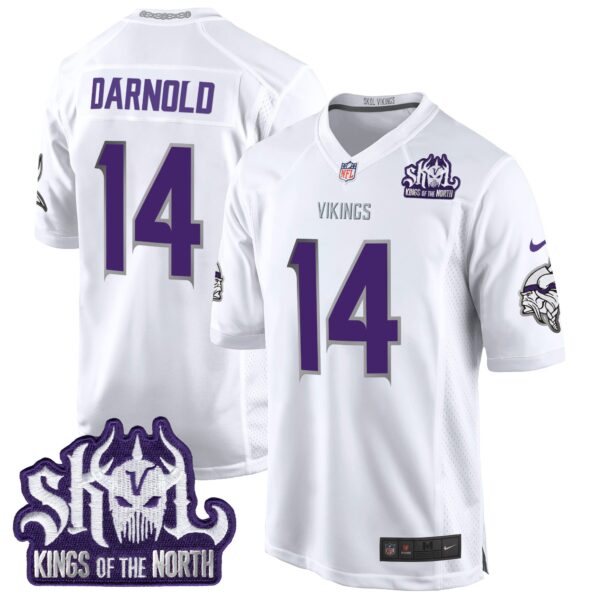 Minnesota Vikings 2024 Winter Warrior Skol Patch Game Jersey – All Stitched – White Limited – Sam Darnold Jersey