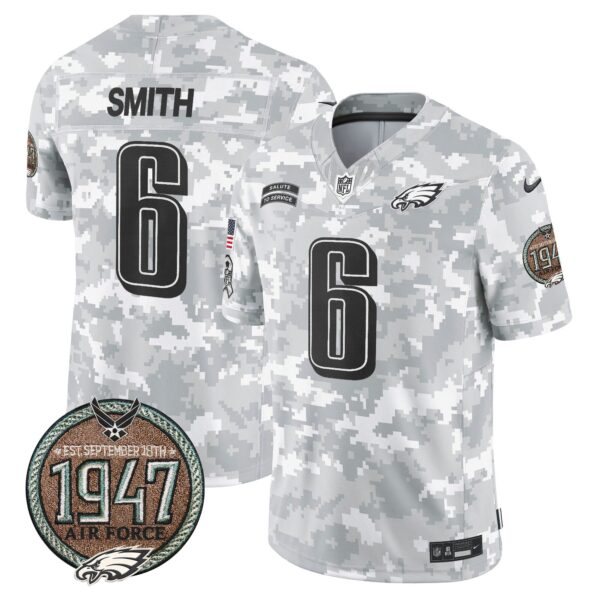 Eagles 2024 Salute to Service Establishment Year Patch Vapor Limited Jersey – All Stitched – Air Force – DeVonta Smith Jersey