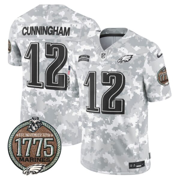 Eagles 2024 Salute to Service Establishment Year Patch Vapor Limited Jersey – All Stitched – Marines – Randall Cunningham Jersey