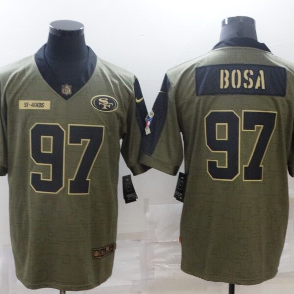 Men’s San Francisco 49ers #97 Nick Bosa Nike Olive 2021 Salute To Service Limited Player Jersey
