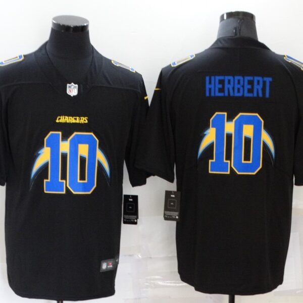 Men’s Los Angeles Chargers #10 Justin Herbert Black 2020 Shadow Logo Vapor Untouchable Stitched NFL Nike Limited Jersey