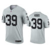 Men’s Las Vegas Raiders #39 Nate Hobbs Silver Inverted Legend Jersey