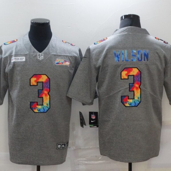 Men’s Seattle Seahawks #3 Russell Wilson 2020 Grey Crucial Catch Limited Stitched NFL Jersey