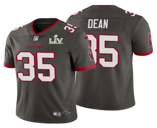 Men’s Tampa Bay Buccaneers #35 Jamel Dean Grey 2021 Super Bowl LV Limited Stitched NFL Jersey