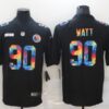 Men’s Pittsburgh Steelers #90 T. J. Watt Multi-Color Black 2020 NFL Crucial Catch Vapor Untouchable Nike Limited Jersey