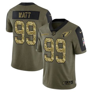 Men’s Olive Arizona Cardinals #99 J.J. Watt 2021 Camo Salute To Service Limited Stitched Jersey